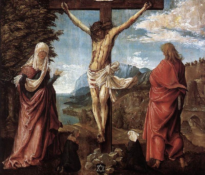 ALTDORFER, Albrecht Christ on the Cross between Mary and St John Sweden oil painting art